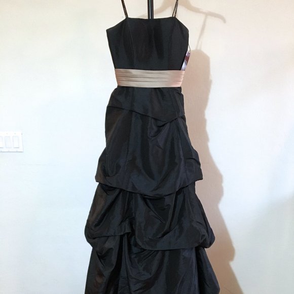Camille La Vie Formal Evening Party Prom Pageant Dress Long Strapless Black 2 - Picture 5 of 11